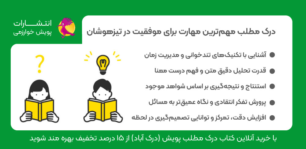 درک مطلب، مهارت درک مطلب، مهارت های موفقیت در تیزهوشان